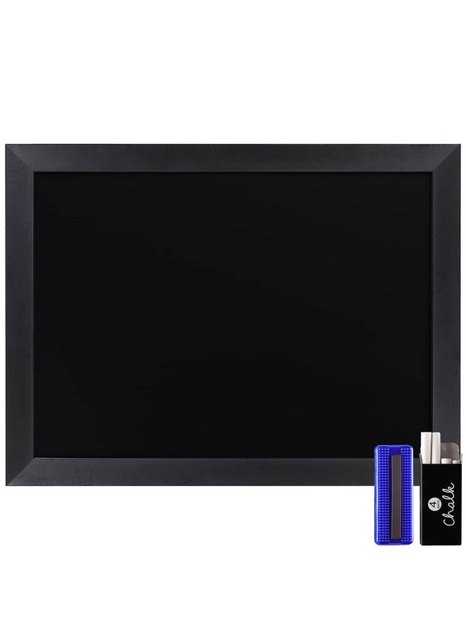 HBCY Creations 18 X 24 Rustic Black Solid Wood Frame Wall Chalkboard Magnetic Surface Home Décor Restaurant & Café Menus Blackboard Includes Chalk Eraser & Hanging Hardware - Image 1