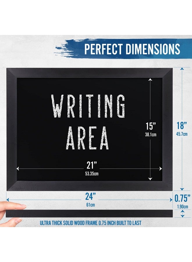 HBCY Creations 18 X 24 Rustic Black Solid Wood Frame Wall Chalkboard Magnetic Surface Home Décor Restaurant & Café Menus Blackboard Includes Chalk Eraser & Hanging Hardware - Image 2