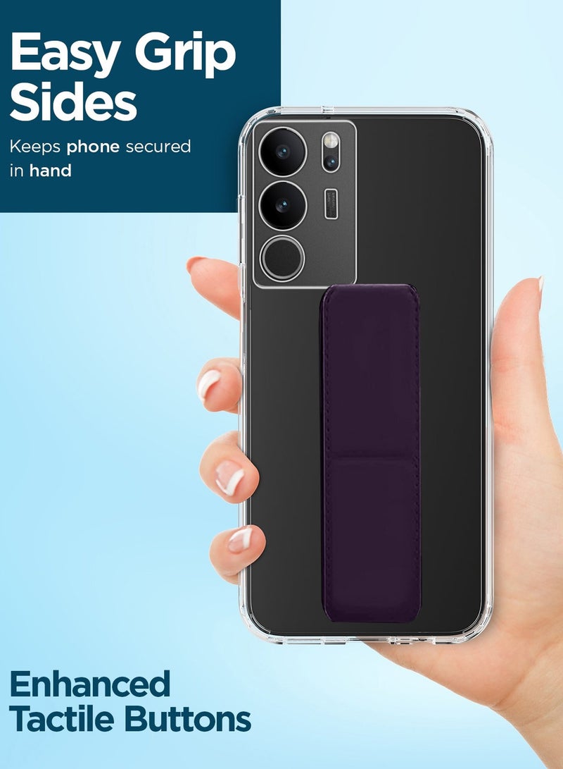 دبليو تيك غطاء وسادة هوائية بمقبض يد من مادة TPU لهاتف فيفو V29 5G 2023 شفاف/أرجواني باذنجاني - Image 2