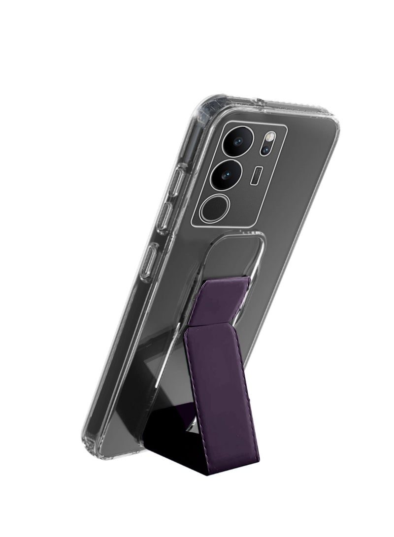 دبليو تيك غطاء وسادة هوائية بمقبض يد من مادة TPU لهاتف فيفو V29 5G 2023 شفاف/أرجواني باذنجاني - Image 3