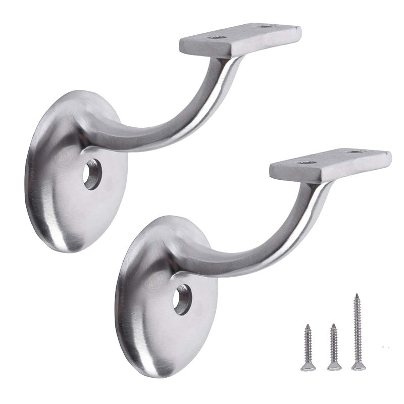 HOME MASTER HARDWARE Hand Rail Stair Brackets Heavy Duty Stainless Steel Stair Support for Stairways Home or Office Staircase Handrail 2 Pack