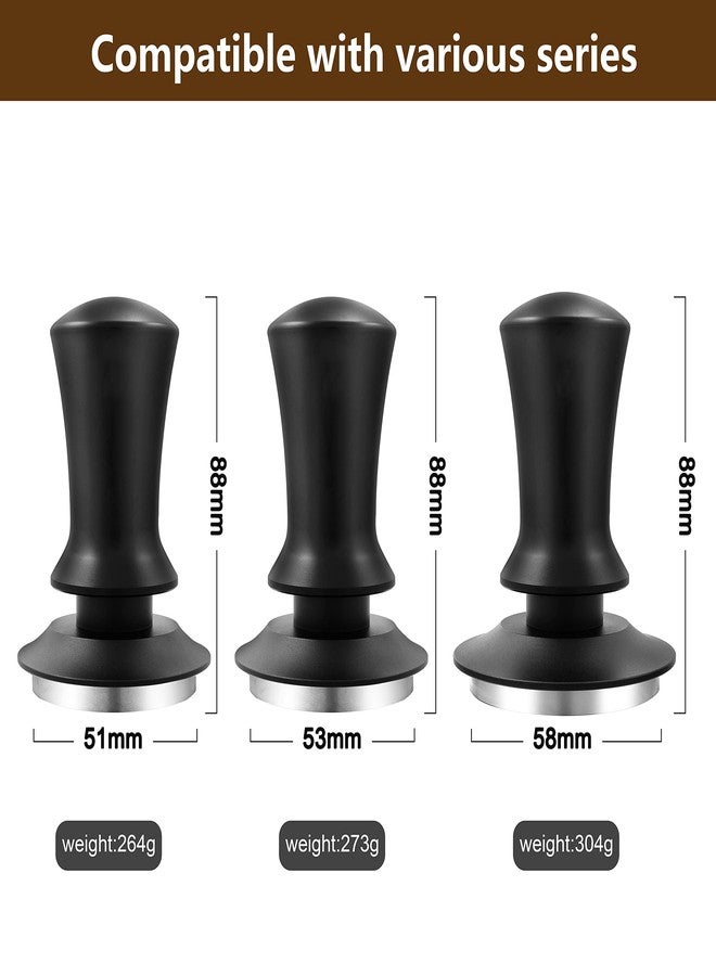 K COOL Espresso Hand Tamper, Premium Barista Coffee Tamper with Calibrated Spring, 100% Flat Stainless Steel Base Tamper for Breville Series 54mm Portafilter Basket (53mm, Black) - Image 2