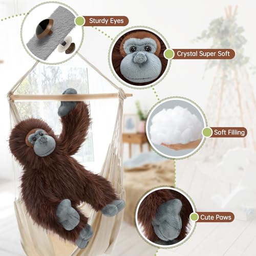 MorisMos Gorilla Stuffed Animal 18 Inch Gorilla Plush Toys for Kids Soft Long Fur Orangutan Plush Companion Toy Gifts for Boys Girls - Image 5