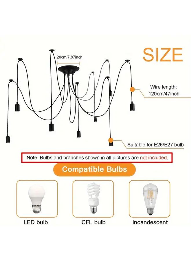 White 3 Heads Retro Pendant Lamp DIY Multiple Lamp Base E27 Industrial Hanging Lights For Cafe Bar Spider - Image 3