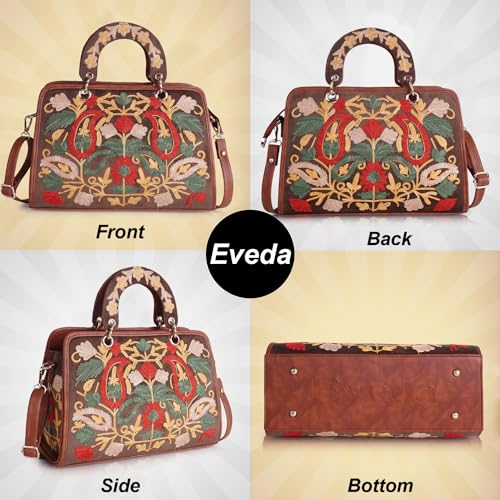 EVEDA Synthetic Leather Classy Gorgeous Embroidered Stylish Design Crossbody Shoulder Women Handbag With Embroidered Handle - Image 4