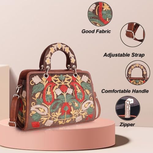 EVEDA Synthetic Leather Classy Gorgeous Embroidered Stylish Design Crossbody Shoulder Women Handbag With Embroidered Handle - Image 5