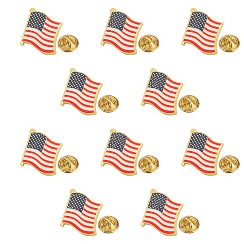 TONOS American Flag Lapel Pin 10-Pack, Metal Enamel US Flag Pins with Butterfly Clutch Backs, Patriotic USA Lapel Pins for Men & Women, Bulk Set for 4th of July, Memorial & Veterans Day (US flag pin, 10) - Image 2