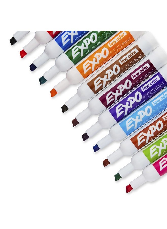 Expo Low Odor Dry Erase Markers, Chisel Tip, Assorted Colors, 12 Count  - Image 2