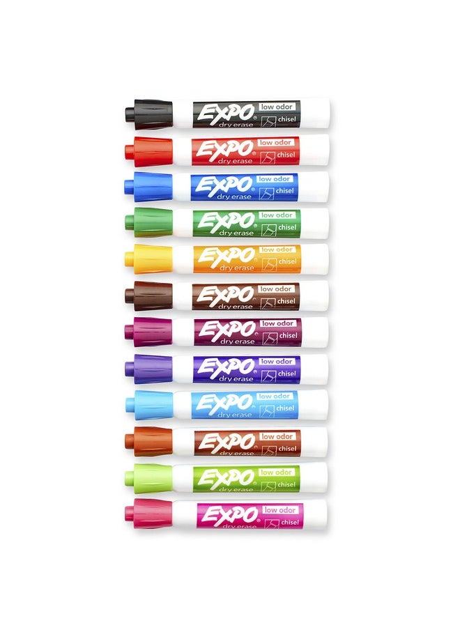 Expo Low Odor Dry Erase Markers, Chisel Tip, Assorted Colors, 12 Count  - Image 3