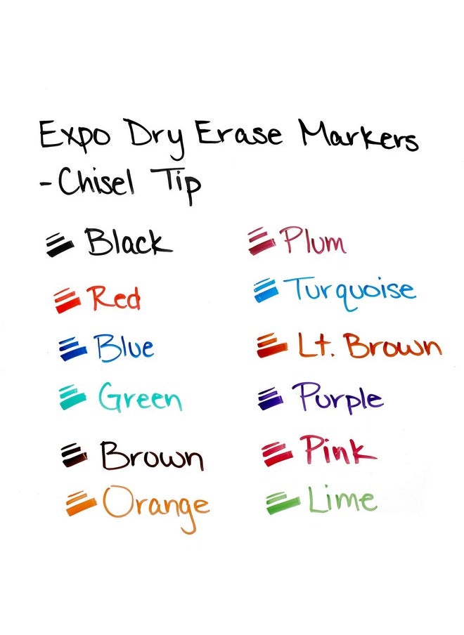 Expo Low Odor Dry Erase Markers, Chisel Tip, Assorted Colors, 12 Count  - Image 5