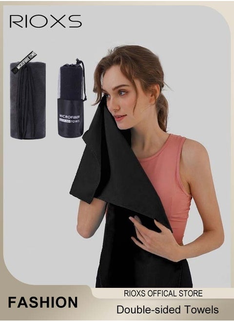Double-sided Microfiber Towel Quick Fast Drying Compact Beach Towel Lightweight Towels Large Bath Sheet Towel Perfect for Travel Pool Swimming Bath Camping Yoga Gym Sports