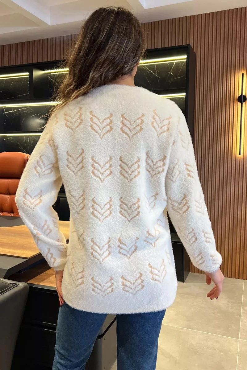 جولسلي Women's Soft Yarn Bearded Knitwear Jacket