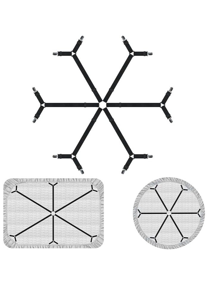 Sheet Fasteners keepers-Adjustable Elastic Bed Sheet Holder Straps for Full,Queen,King Twin Bed,6 Way Cross Sheet Clips Suspenders Band,Fitted Round and Square Mattresses.(black) - Image 1