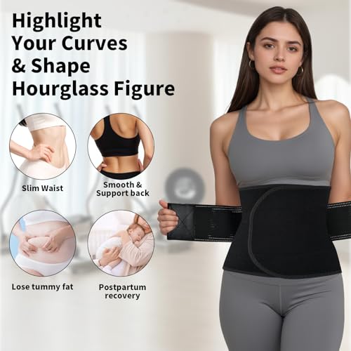 LKV Sculpt Touch Waist Trainer For Women Lower Belly Fat - Thick Sweat Band Waist Cincher Trimmer - Slimming Body Shaper Belt Black - Image 3