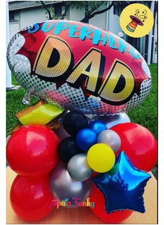 Atpata Funky Atpata Funky Superhero Dad Foil Balloon for Fathers Day, Dad's Birthday Party and Celebration (Superhero Dad), Multicolor, Large  - Image 3