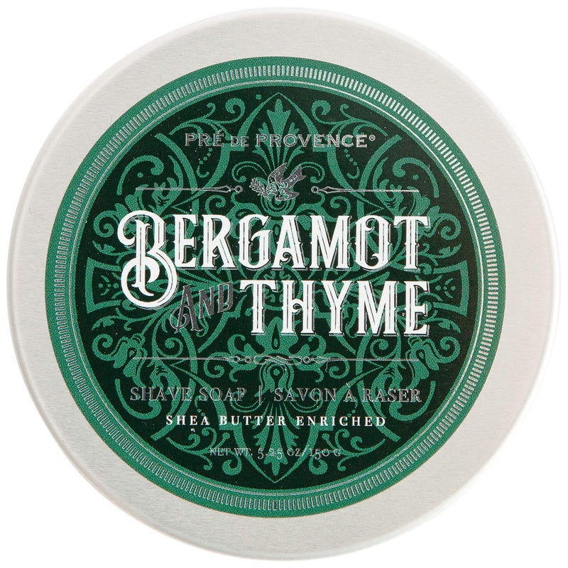 Pre de Provence Bergamot & Thyme Men's Fragrance Collection, Shave Soap in Tin, 150 G - Image 1