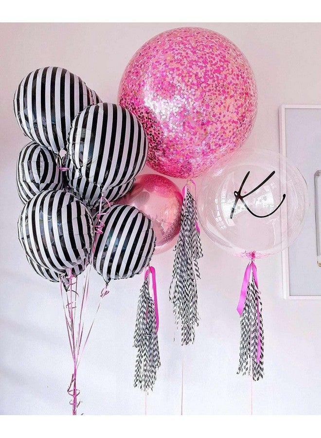 Lovoir 10 Pcs Black And White Striped Balloons, 18 Inch Halloween Striped Foil Balloons Black White Striped Balloons For Halloween Party Baby Shower Halloween Ceremonies Holiday Party Decorations - Image 5