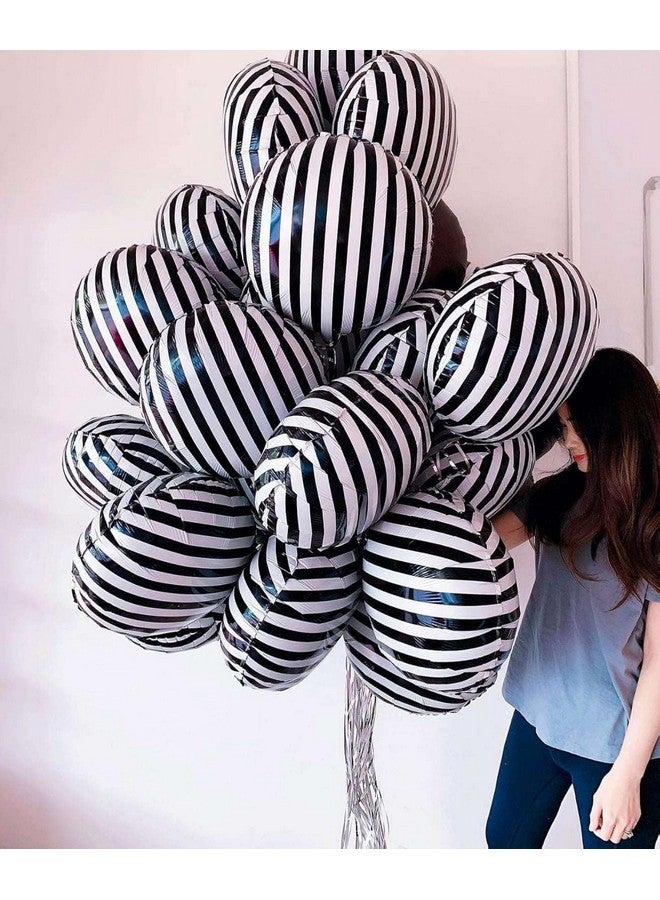 Lovoir 10 Pcs Black And White Striped Balloons, 18 Inch Halloween Striped Foil Balloons Black White Striped Balloons For Halloween Party Baby Shower Halloween Ceremonies Holiday Party Decorations - Image 3