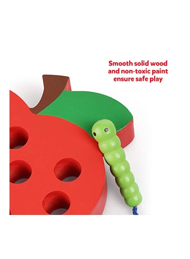 Wooden Lacing Apple Puzzle Threading Toy - Image 4