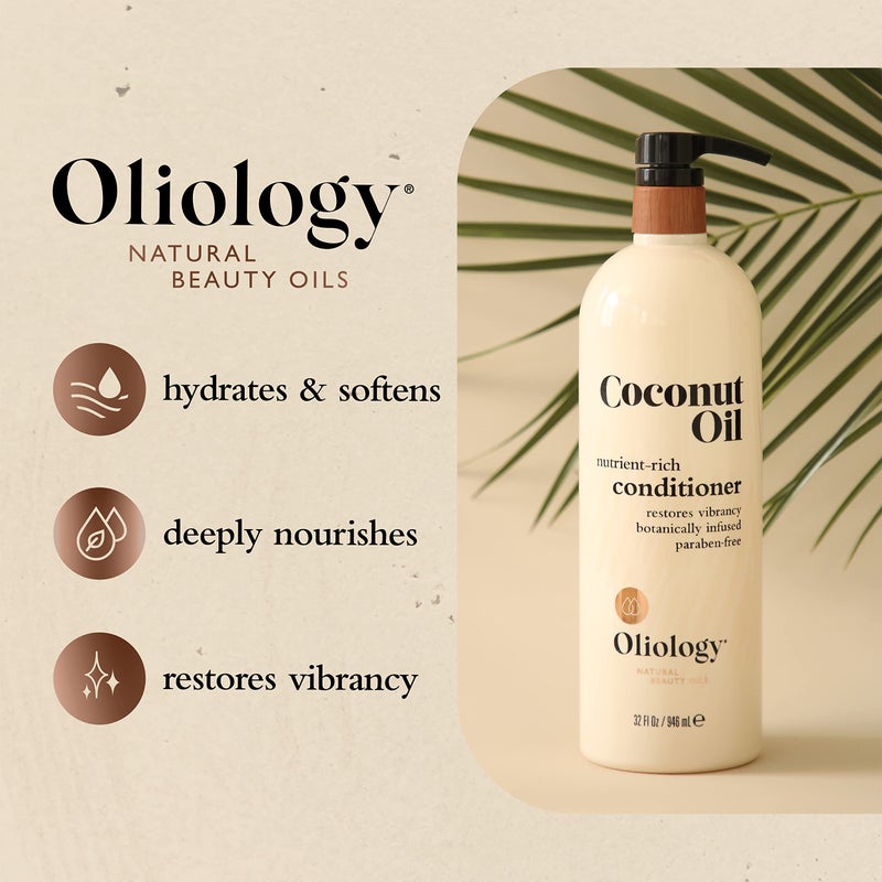 Oliology Nutrient Rich Coconut Oil Conditioner - Restores Vibrancy & Softens Hair | Repairs Damaged Dry Weak Hair | Intensely Hydrates | Botanically Infused | Paraben Free (32 fl oz) - Image 2