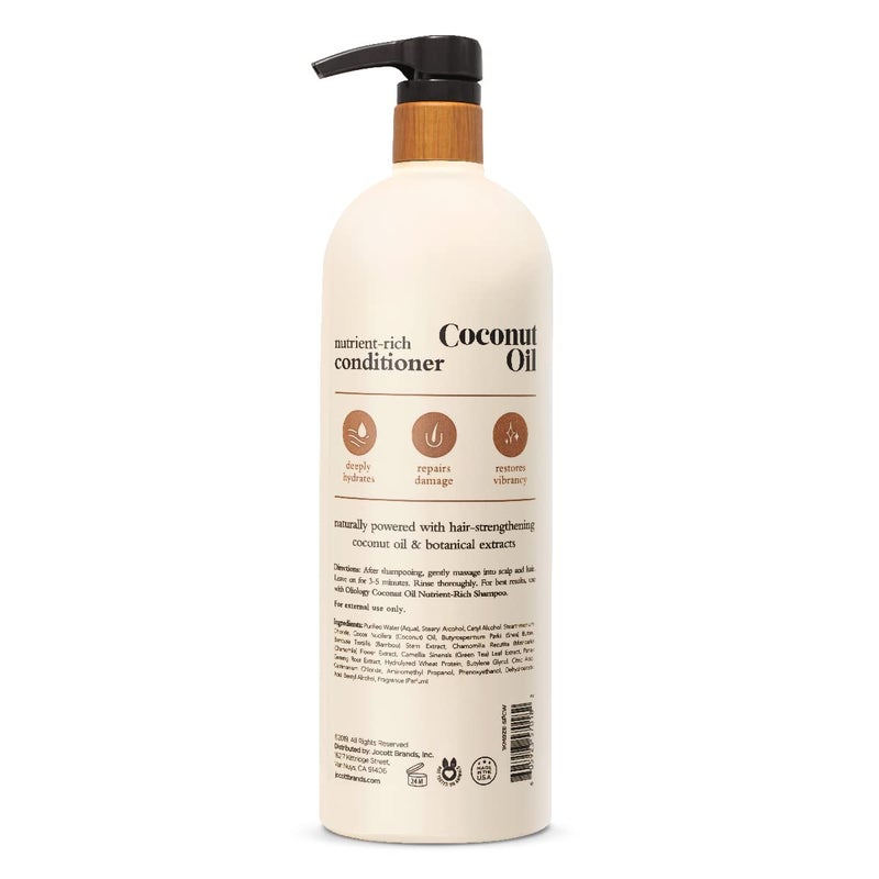Oliology Nutrient Rich Coconut Oil Conditioner - Restores Vibrancy & Softens Hair | Repairs Damaged Dry Weak Hair | Intensely Hydrates | Botanically Infused | Paraben Free (32 fl oz) - Image 1