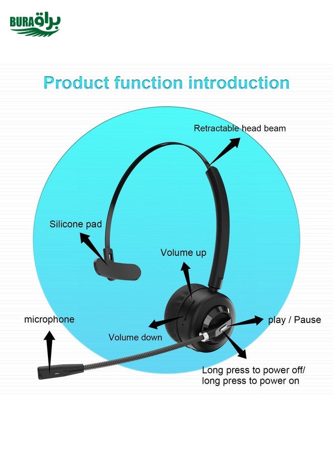 BURAQ Anivia A8 Bluetooth Telephone Headset with Noise-cancelling Microphone(Black)  - Image 2