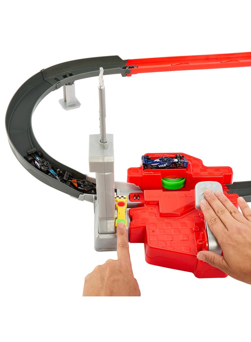 Hot Wheels Toy Car Track Set, 3 Formula 1® Die-Cast Vehicles in 1:64 Scale: McLaren F1® Team, Alpine & VCARB, Sprint Race Circuit (Teams May Vary)​​ - Image 3