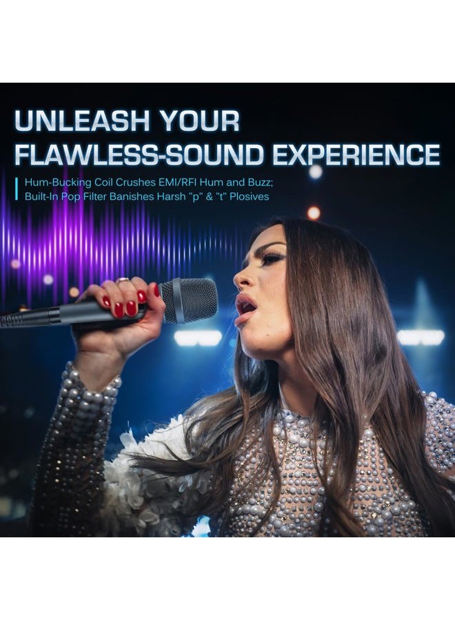 Carol AC-900S XLR Wired Vocal Microphone – Dynamic Supercardioid Mic with Dual-Engine AHNC Noise Cancelling Tech for Singing, Karaoke, Stage & Studio, Includes Mic Clip, 4.5m Cable & Switch - Grey - Image 2