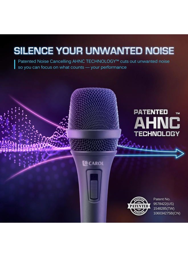 Carol AC-900S XLR Wired Vocal Microphone – Dynamic Supercardioid Mic with Dual-Engine AHNC Noise Cancelling Tech for Singing, Karaoke, Stage & Studio, Includes Mic Clip, 4.5m Cable & Switch - Grey - Image 4