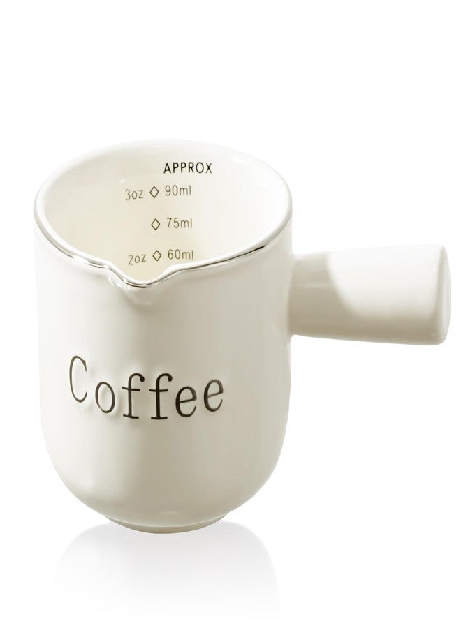 PARACITY Espresso Cups Ceramic with Handle, Measuring Cup with Dual Scale, Espresso Shot Glass with V-Shaped Mouth, 3 OZ Espresso Accessories - Image 1