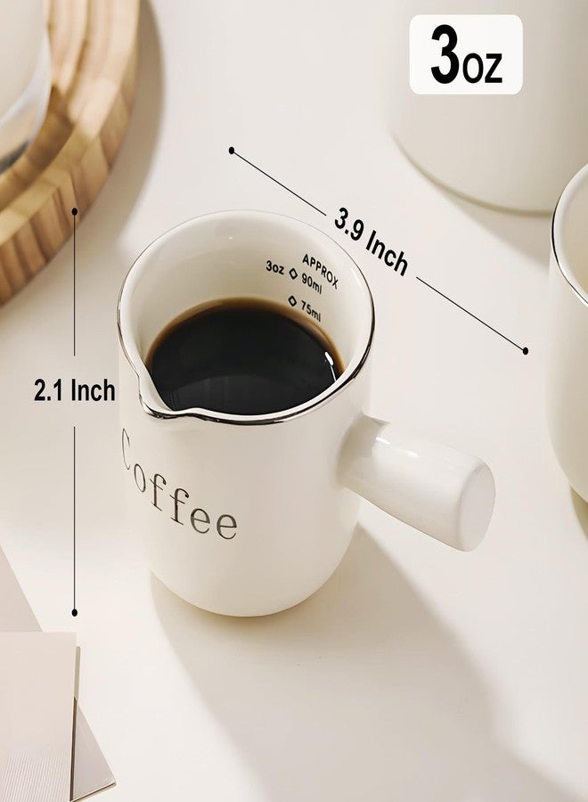 PARACITY Espresso Cups Ceramic with Handle, Measuring Cup with Dual Scale, Espresso Shot Glass with V-Shaped Mouth, 3 OZ Espresso Accessories - Image 5