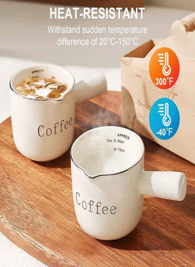 PARACITY Espresso Cups Ceramic with Handle, Measuring Cup with Dual Scale, Espresso Shot Glass with V-Shaped Mouth, 3 OZ Espresso Accessories - Image 4