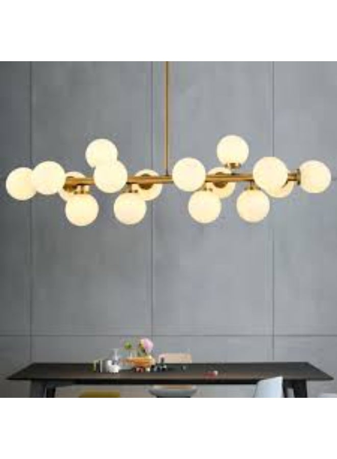 ALMIFTAH Modern Globe Chandelier Light – Gold Branch Ceiling Lamp with Frosted Glass Shades | Mid-Century LED Pendant Lighting for Dining Room, Living Room, Bedroom, Kitchen & Interior Decor - Image 3
