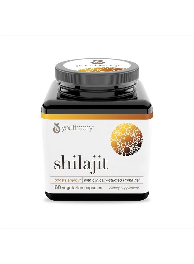 youtheory شيلاجيت، غذاء فائق نقي من الهيمالايا، لدعم الطاقة، 60 كبسولة نباتية - Image 1