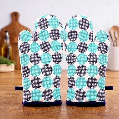 CRAZYWEAVES Oven Gloves Set of 2 | Heat Resistant Cotton Oven Mitts for Kitchen, Baking, Cooking & Grill | Thick Quilted Padding | Non-Slip Grip | Machine Washable Kitchen Mittens - Image 1