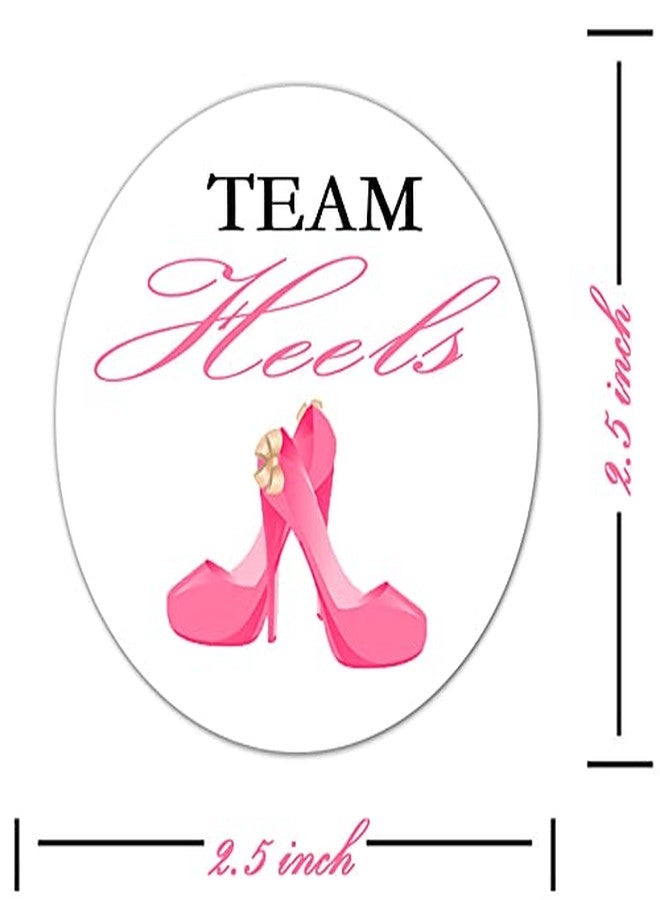 ريماركابل ملصقات حفلات الكشف عن جنس المولود من Team Heels Wheels، ملصقات حفلات مقاس 2.5 بوصة، لوازم زينة وهدايا التصويت لامعة (120 قطعة) - Image 2