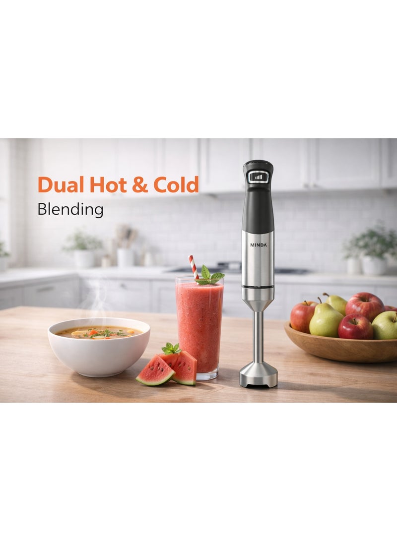Minda Hand Blender 1000W Powerful Motor – Stainless Steel Blade Stick Blender, One-Touch Control, Lightweight & Compact Design – Ideal for Smoothies, Shakes, Baby Food, Soups & Sauces - Image 3