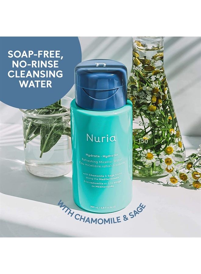 Nuria Hydrate Refreshing Micellar Water, No-Rinse Makeup Remover Water with Sage Leaf Oil, Chamomile, and Aloe Leaf Juice, 200mL/6.8 fl oz  - Image 2