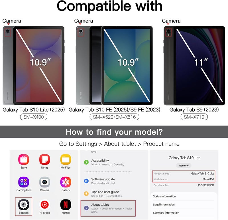 Jetech Rotating Case For Samsung Galaxy Tab S10 Lite / S10 Fe / S9 Fe 10.9-Inch / S9 11-Inch With S Pen Holder, 360 Degree Rotation Protective Stand Cover Clear Back, Auto Wake/Sleep Black - Image 2