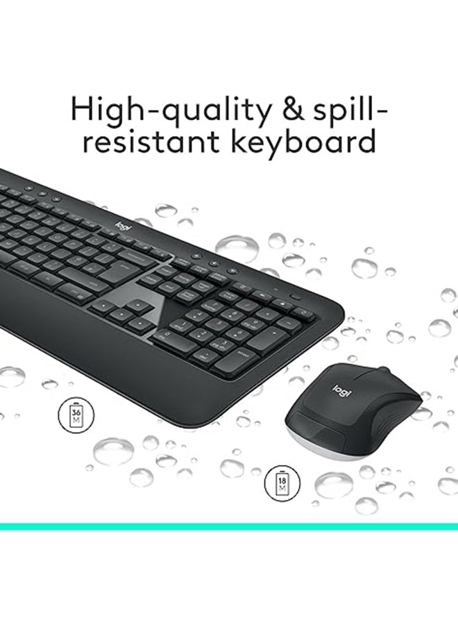 Logitech MK540 Advanced Wireless Keyboard and Mouse Combo for Windows, 2.4 GHz Unifying USB-Receiver, Multimedia Hotkeys, 3-Year Battery Life, for PC, Laptop, INTL Layout - Black Black - Image 4