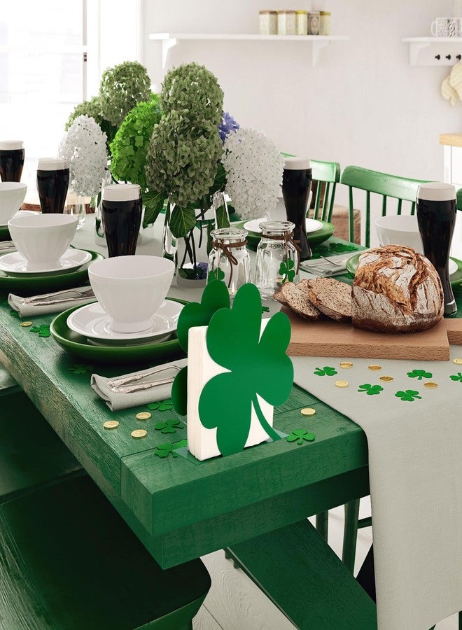 FYSUIMU St. Patrick's Day Napkin Holder Green Shamrock Metal Tissue Dispenser Clover Table Centerpiece for Irish Holiday Home Kitchen Restaurant Dining Table Countertop Decoration - Image 4