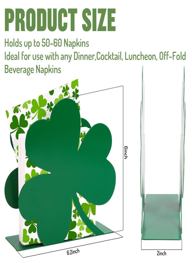 FYSUIMU St. Patrick's Day Napkin Holder Green Shamrock Metal Tissue Dispenser Clover Table Centerpiece for Irish Holiday Home Kitchen Restaurant Dining Table Countertop Decoration - Image 2