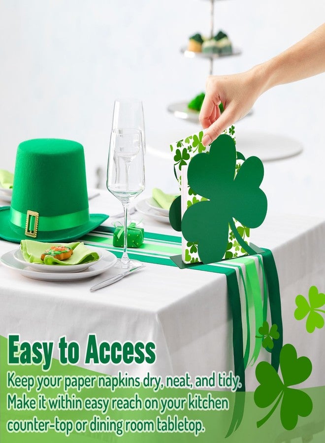 FYSUIMU St. Patrick's Day Napkin Holder Green Shamrock Metal Tissue Dispenser Clover Table Centerpiece for Irish Holiday Home Kitchen Restaurant Dining Table Countertop Decoration - Image 3