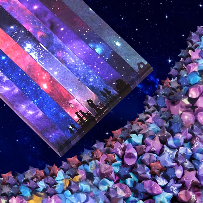 Hvogvok Origami Paper Stars, Colorful Handcraft Origami Lucky Star Paper DIY Paper Arts Creativity Hand Art Crafts (Starry sky gradual change(540) sheets) - Image 1
