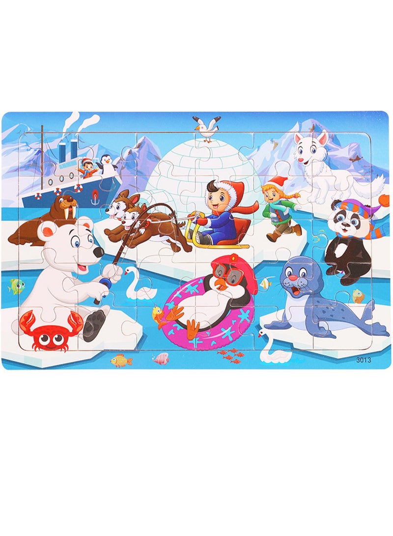 مجموعة أحجيات الصور المقطوعة من سلسلة كرتونية خشبية تعليمية للأطفال، حقيبة هدايا مناسبة - Image 1