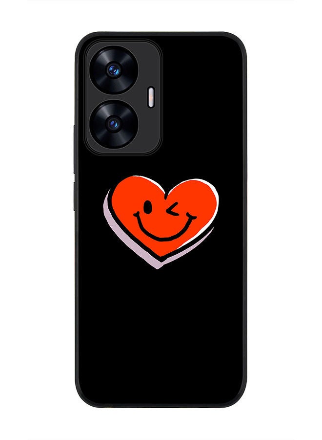 Stylizedd Rugged Black edge case for Realme C55 4G Slim fit Soft Case Flexible Rubber Edges Anti Drop TPU Gel Thin Cover -  Winking Heart - Image 1
