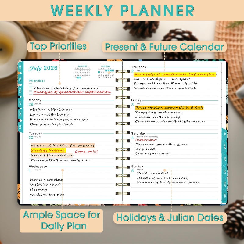 Ymumuda 2026 Planner, Daily Weekly Monthly Planner, 2026 Calendar Planner (Jan 2026 - Dec 2026), 8.4" x 6.3", Teacher School Student Work Agenda with Tabs, Ideal for School Office Supplies - Image 4