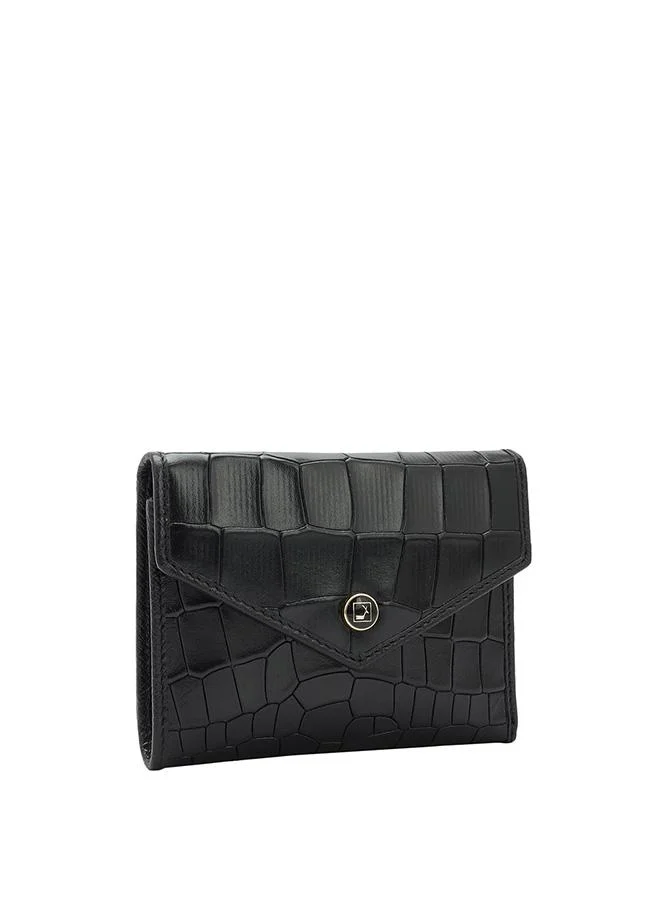 دا ميلانو محفظة نسائية جلد طبيعي أسود