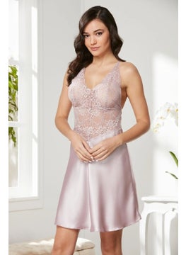 pierre cardin 850 Women's Satin Lace Nightgown-Rose  - Image 1
