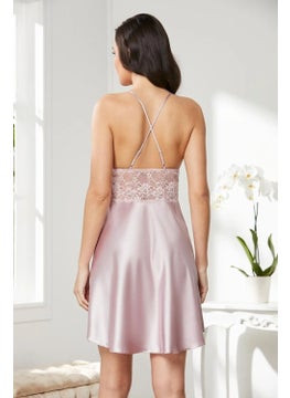 pierre cardin 850 Women's Satin Lace Nightgown-Rose  - Image 3